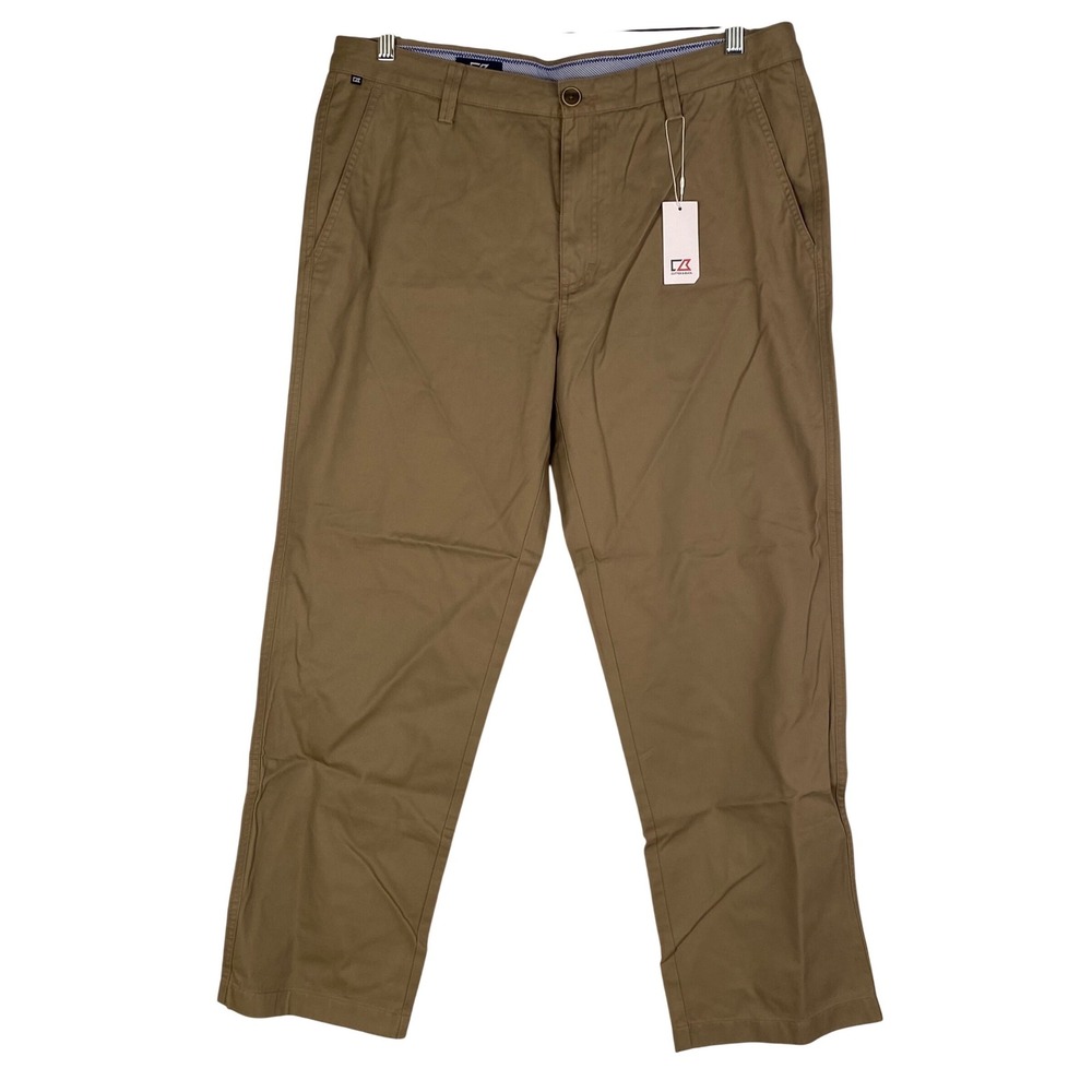 Cutter & Buck Mens Khaki Chino Pants Brown MCB00020‎ 36x30 NEW